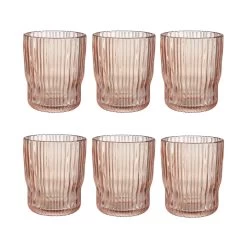 6x Gläser Mit Rillen 250ml CHELSEA In Pastellorange