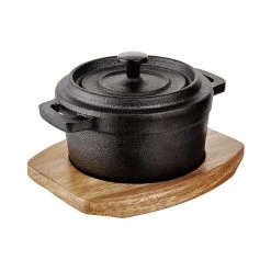 Mini-Serviertopf Mit Holzuntersetzer L 14 X B 11cm HOT IRON In Schwarz -Butlers butlers mini serviertopf mit holzuntersetzer l 14 x b 11cm hot iron in schwarz 3