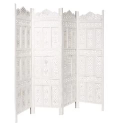 Paravent, Geschnitzt B 180 X H 176cm ESTELLA In Weiß
