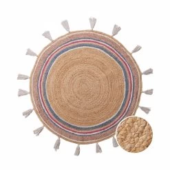 Teppich Rainbow Mit Quasten Ø110cm ALL NATURE In Natur-Bunt